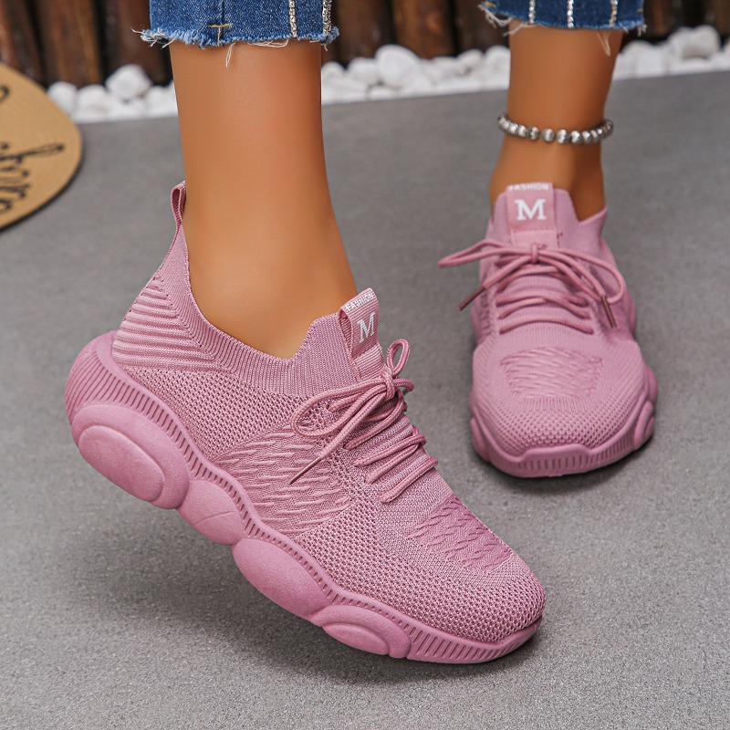 Women's Sneakers New Trendy So - огляд і ціна Knit Fabric Lace Up Sneakers